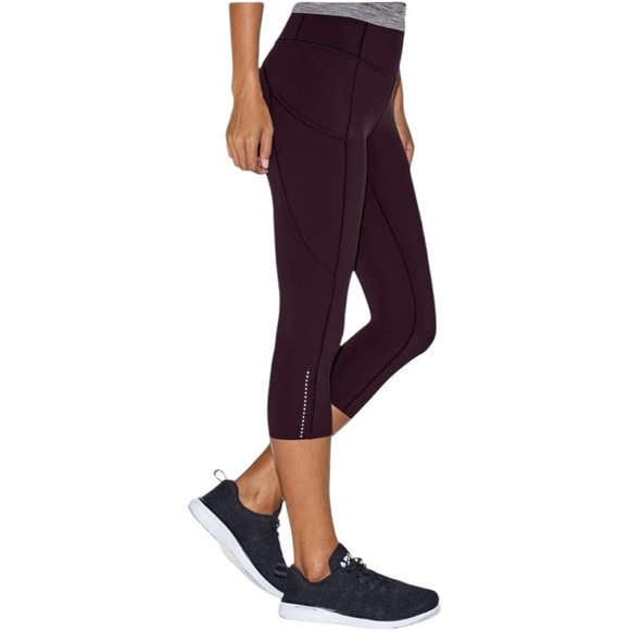 Lululemon Athletica Fast & Frew Reflective Nulux 19” Black Cherry Size 6 - Picture 6 of 13